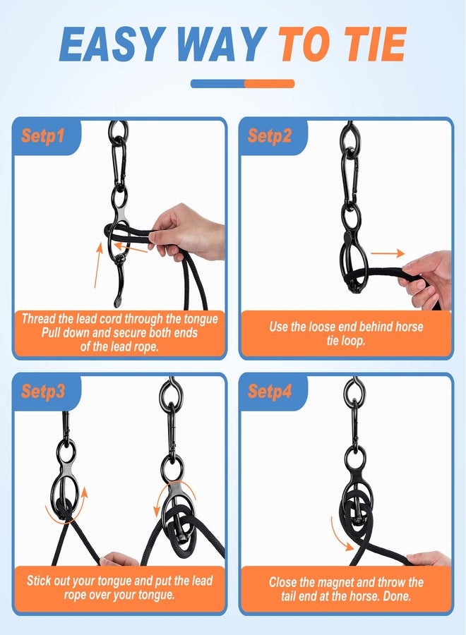 Nuenen Horse Tie Ring Stainless Steel Horse Tack and Supplies Safety Accessories with Eye Bolts and Snaps Saddle Training Equipment for Pulling(Black,3 Sets) - Image 4